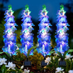 Solar Garden Lights, Solar Blue Delphinium Flowers Lights 8 Pack 160 LEDs by MRHEPHAESTUS