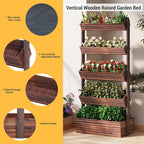Vertical Wooden Raised Garden Bed Planters Wood Planter Kit Plant Stand Flower - Image 4