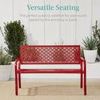 Best Choice Products Outdoor Bench 2-Person Metal Steel Benches Furniture - Image 7