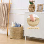 Handwoven Ottoman Pouf, Natural Seagrass Footstool, Round Braided Outdoor Seat - Image 6