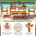 Tangkula 7 Piece Patio Acacia Wood Dining Set - Image 5
