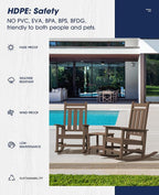 KINGYES Oversized Outdoor Rocking Chair Set of 2, All-Weather Patio Rocking - Image 6