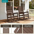 SERWALL Outdoor Rocking Chair Set of 4, Oversized HDPE Patio Rocking Chair - Image 5