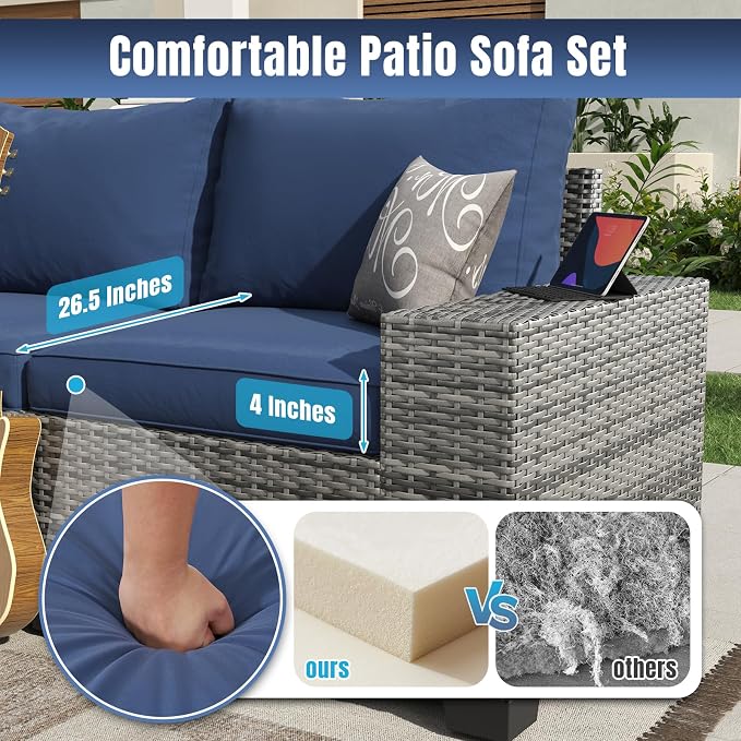 Aoxun 12 Pieces Patio Furniture Set Wicker Rattan Outdoor Sectional - Image 4