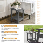 LUE BONA Adirondack Outdoor Side Table, 2-Tier Dark Grey HDPS Patio End Table - Image 7