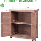 Outdoor Potting Bench with Storage Cabinet and Metal Top, Wood Workstation - Image 4