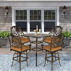 VIVIJASON 5-Piece Patio Swivel Bar Stools Set, All Weather Cast Aluminum - Image 8