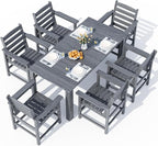 Outdoor HDPE Dining Table Set, 7-Piece Outdoor Dining Table Sets, Wood Grain - Image 8