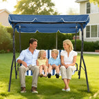 Outdoor Porch Swing Chair with Adjustable Canopy & Striped Seat Cushion - Image 4