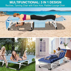 ABORON 3 in 1 Sun Tanning Chair, Heavy Duty Folding Chaise Lounge Chairs - Image 7