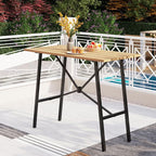 PHI VILLA Bar Height Patio Dining Table, Rectangle Steel Slatted Bar Dining - Image 8