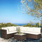 PayLessHere Patio Furniture Set 7 Pieces Outdoor Furniture Wicker Conversation - Image 5
