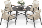 5 Pieces Patio Dining Set, 4 x Woven Rattan Chairs - Image 9
