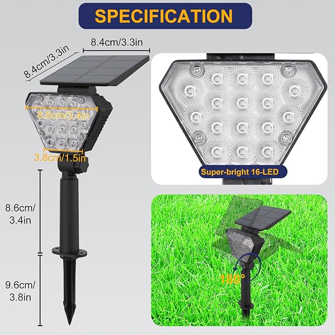 T-SUN Solar Lights Outdoor Waterproof IP65, 12 Pack LED Solar Spot Lights Color - Image 5