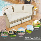 Merax All-Weather Outdoor Round Patio Daybed Conversation Sofa Set Wicker - Image 7