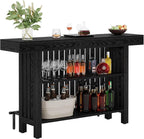 Tribesigns Black Large Home Bar Unit, 2-Tier Mini Bar Table Height Pub Table - Image 9