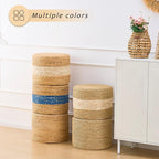 Handwoven Seagrass Ottoman Pouf, Round Outdoor Footstool - Image 6