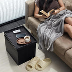 AmasSmile Storage Ottoman Folding Foot Rest Stool - Image 2