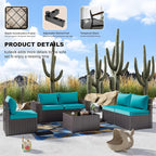 Kullavik 6PCS Outdoor Patio Furniture Set PE Wicker Rattan Sectional Sofa Patio - Image 4