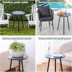 Party Zealot 1 Pack Metal Mosaic Round Side Table 13.4" Small End Table - Image 6
