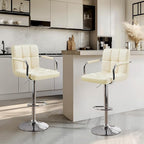 Yaheetech Bar Stools Set of 2, PU Leather Adjustable Swivel Barstools, - Image 7