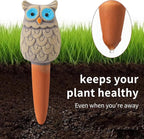 4 Pack Handmade Terracotta Owl Watering Spikes and Globes, Self-Watering Plant - Image 3