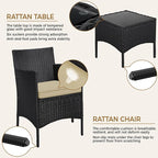 Yaheetech 3 Pieces Patio Conversation Set, Outdoor Rattan Bistro Furniture - Image 5