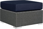 Modway Sojourn Wicker Rattan Outdoor Patio Sunbrella Fabric Ottoman in Canvas by Modway