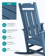 SERWALL Oversized Rocking Chair Set of 4 Outdoor, HDPE Outdoor Rocking Chair - Image 6