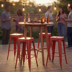 Shahoo 24 Inches Metal Bar Stools Counter Height Stackable Backless Stools - Image 9