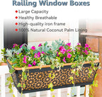 2 Pack 24" Railing Planter Window Box Deck Balcony Rail Planter Black Metal - Image 2