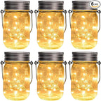 GIGALUMI Hanging Mason Jar Solar Lights, 6 Pack 30 Led Hanging Solar Lanterns by GIGALUMI