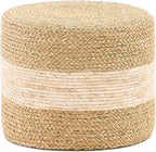 Handwoven Seagrass Ottoman Pouf, Round Outdoor Footstool by LGENHOOMHandwovenNaturalWaterHyacinthBasket