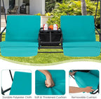 Tangkula 2 Person Porch Swing, Pivot Storage Table, Cooler Bag, 2 Cup Holders - Image 6