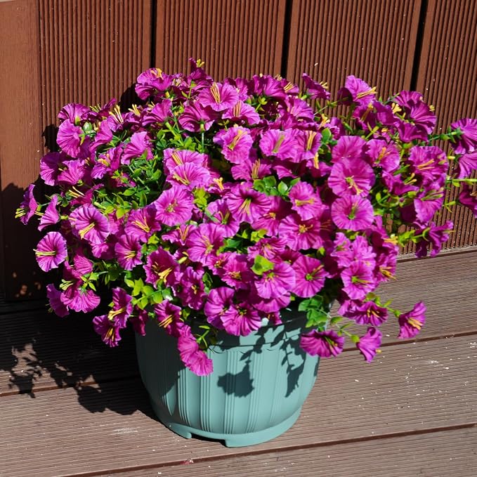 Artificial Flowers for Outdoors, UV Resistant Fake Silk Morning Glory, - Image 5