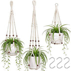 YIBOT 3 Pack Macrame Plant Hangers Indoor Different Size Hanging Planter Basket by YIBOT