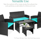 Best Choice Products Set of 2 Wicker Ottomans, Additional Seating, Side Table - Image 5