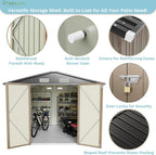 Greesum 8x10FT Outdoor Storage Shed, Metal Storaged Sheds - Image 7