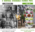Vertical Strawberry Planter 5 Tier Stackable Tower Herb Planters-Stacking - Image 6