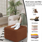 MeMoreCool Square Stuffed Pouf Ottoman Foot Rest, Floor Pouf Foot Stool - Image 4