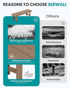 SERWALL 2-Person Outdoor Bench Backless, HDPE Outdoor Benches Weatherproof - Image 6