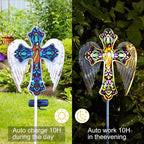 YJFWAL Solar Glass Cross Garden Stake Light, Cemetery Decorations - Image 2