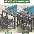 Outdoor Patio Bar Height Table and Tall Adirondack Chairs Set of 2, All-Weather - Image 6
