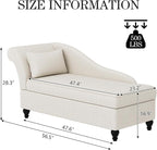 Yongqiang Storage Chaise Lounge Indoor, Linen Upholstered Chaise Lounge Chair - Image 2