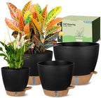 Self-Watering Pots for Indoor Plants 4 Pack, 6/8/10/12 Inch Outdoor Planters by GOPROAUTO
