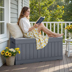 JUMMICO 78 Gallon Outdoor Deck Box Large Resin Storage Box - Image 6