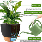 2 Pack 10 inch Plant Pots, Plastic Self Watering Planters - Image 3