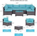 Kullavik 7 Pieces Outdoor Patio Furniture Set PE Wicker Rattan Sectional Sofa - Image 5
