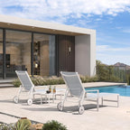 PURPLE LEAF Lounge Chair Outdoor Set 2 Pieces White Aluminum Chaise Lounge - Image 3
