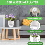 3.2 Inch Self Watering Planters Plastic Planter Pots 3 Pack Wicking Flower Pots - Image 7